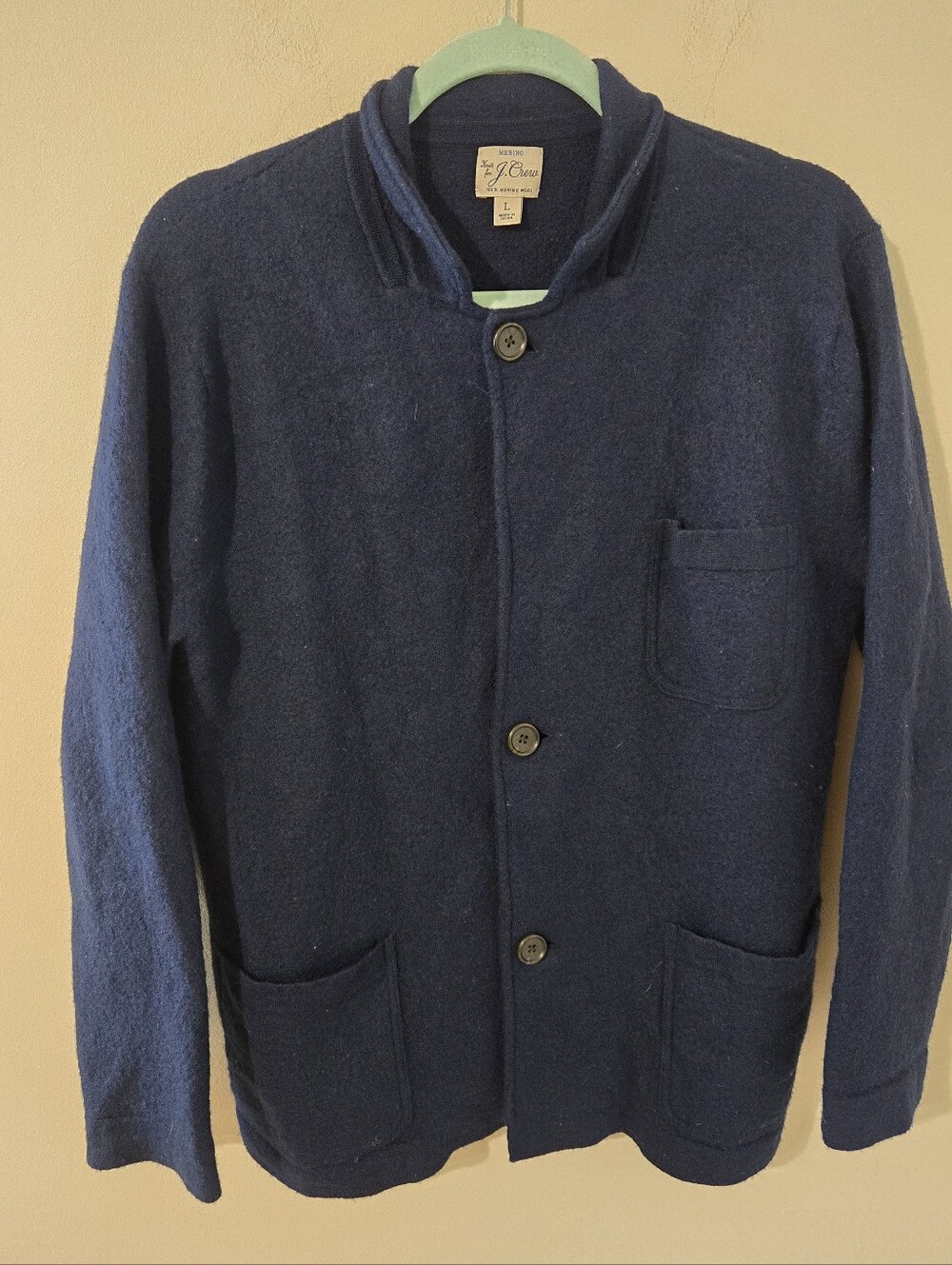 J.Crew Men’s Merino Wool Sweater Jacket Cardigan Navy Blue Size L BU295
